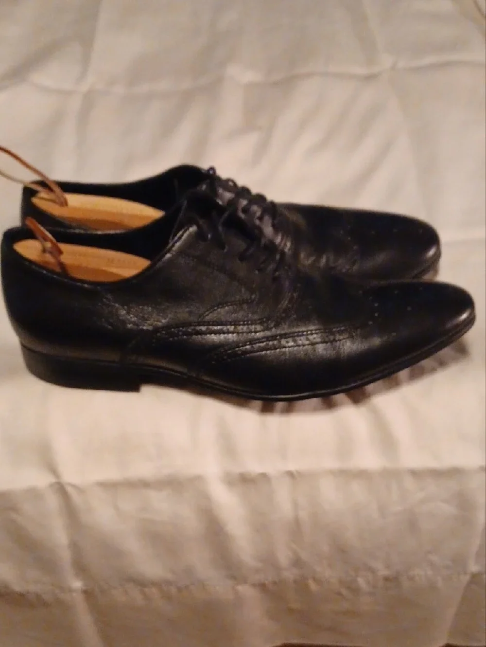 Kenneth Cole Black Leather Brogue Derby Oxfords